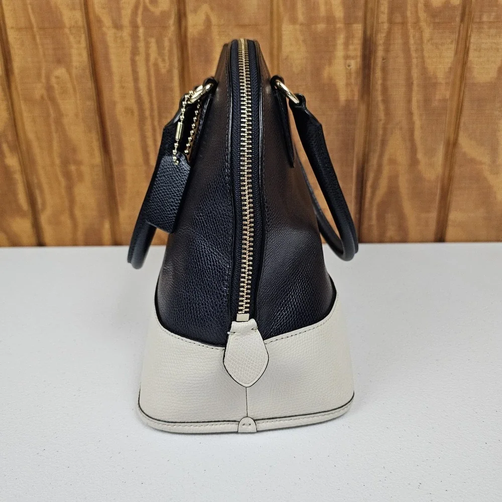COACH Cora Crossgrain Domed Satchel F34491 Midnight/Chalk + Hang Tag *NO STRAP